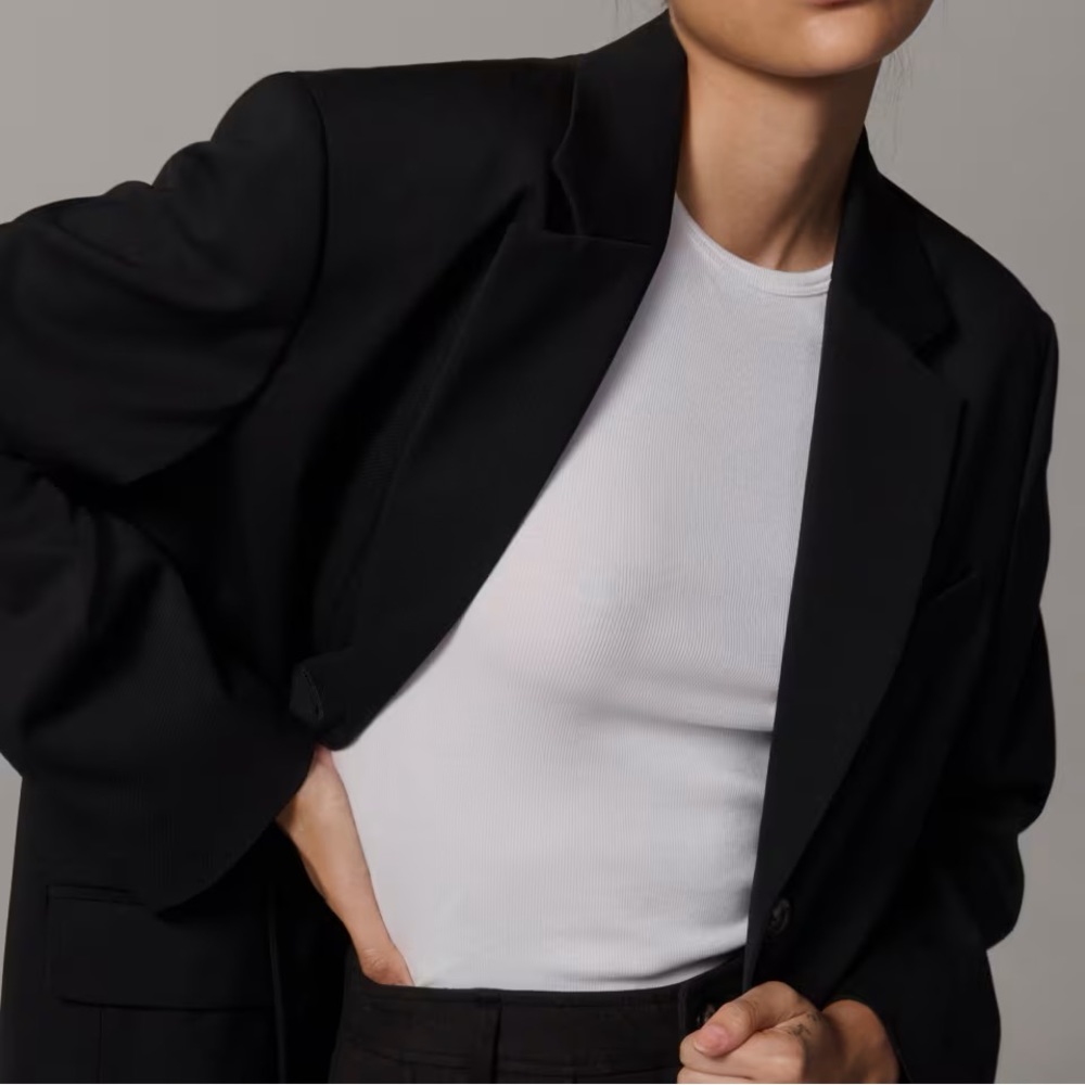 Everlane The 80s Black Blazer Jacket Women Size 6 New Work Minimalist Preppy